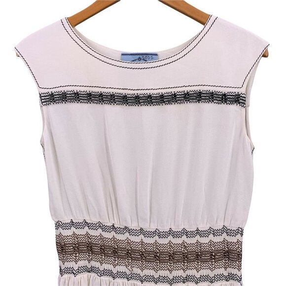 Authentic Prada Off-White Smocked Waist Crepe Dress Size Small - Picture 3 of 9